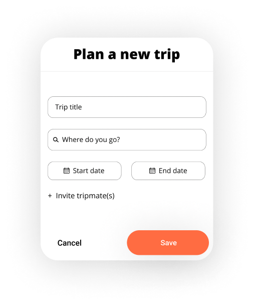 Mockup app - Add new trip.